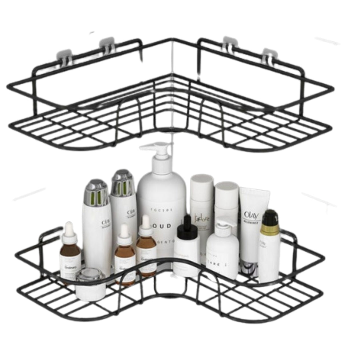Kit 2 Porta Shampoo Preto - Suporte de Banheiro Multiuso Kit 2 Porta Shampoo Preto - Suporte de Banheiro Multiuso